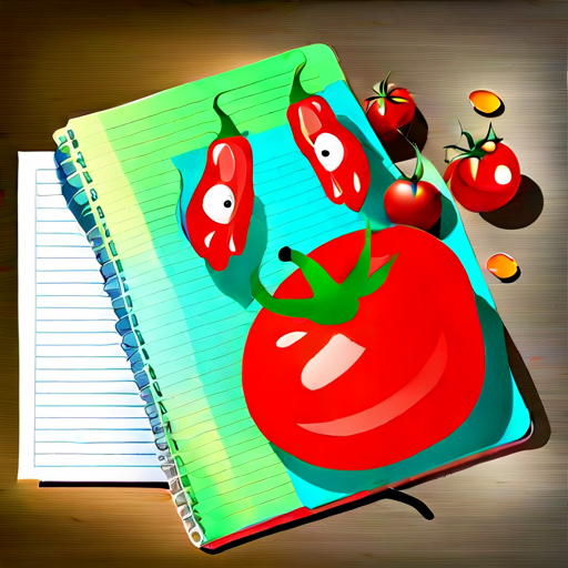 trampoline, notebook, pepper, tomato