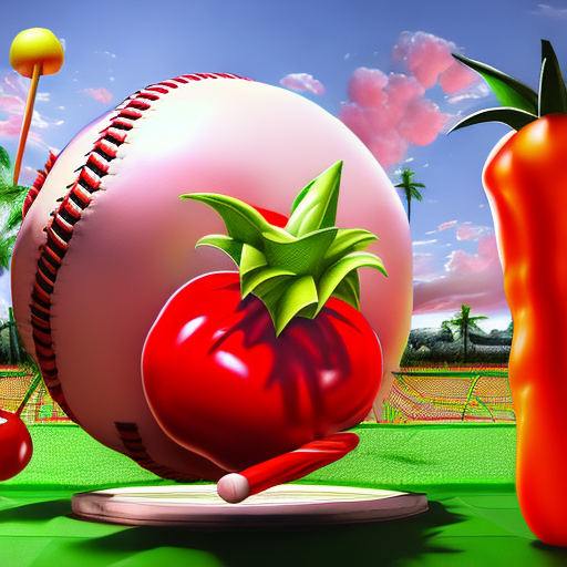 trampoline, pineapple, tomato, baseball, lollipop, cabbage, cherry, escalator, notebook, pepper